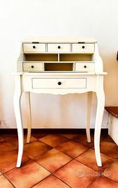 Scrittoio shabby chic bianco con piano estraibile