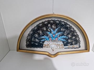 quadro ventaglio ventaglio nero ed azzurro con cor