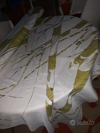 tessuto lino per tende vintage disegno rami verdi