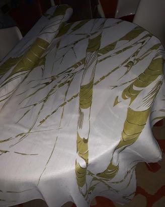 tessuto lino per tende vintage disegno rami verdi