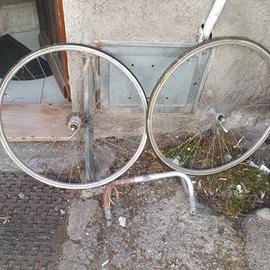 ruote e manubrio bici da corsa anni 80 tubolare 