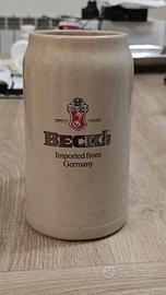 Boccale 1 litro birra tedesco in gres smaltato Bec