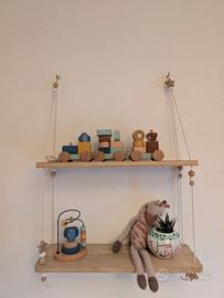 Mensola doppia in legno per cameretta