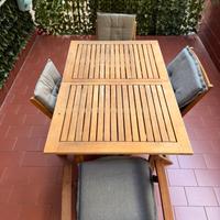 Tavolo allungabile legno acacia 120*80 con 4 sedie