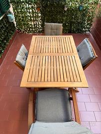 Tavolo allungabile legno acacia 120*80 con 4 sedie
