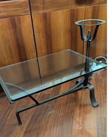 Tavolino ferro battuto e vetro