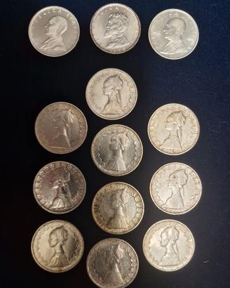 13 Monete 500 Lire Argento SPL Marconi Buonarroti