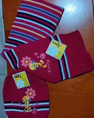 Cappello+Sciarpa Titti (Tweety)  "Nuovo" 2 Pezzi B