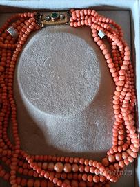 collana in corallo rosa di sciacca  antica