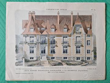 Stampa antica 1900 architettura La Bourboule