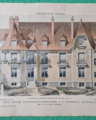 Stampa antica 1900 architettura La Bourboule