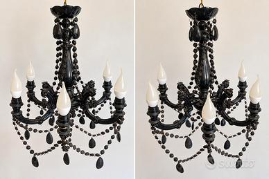 Lampadario vintage nero a 6 luci