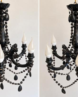 Lampadario vintage nero a 6 luci
