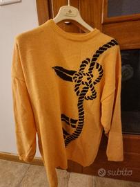 Maglione giallo scuro misto lana