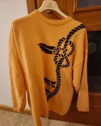 Maglione giallo scuro misto lana