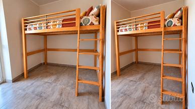 Letto soppalcato IKEA  in pino massello + materass