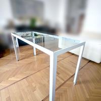 Tavolo alto - Consolle. Vetro + metallo