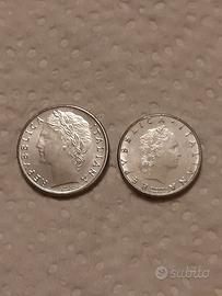 monete da 50 e 100 lire in versione mini del 1990