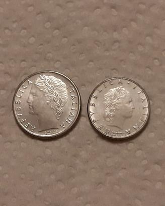 monete da 50 e 100 lire in versione mini del 1990