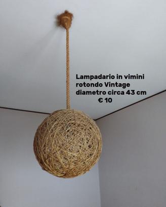 Lampadario in vimini Vintage
