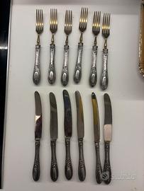 6 forchette e coltelli argento 800 epoca