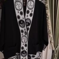 Cardigan in lana nero e argento