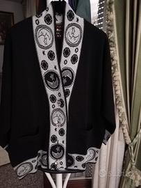 Cardigan in lana nero e argento