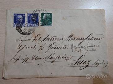 Busta MARITTIMA 1931 per Suez (Egitto) - Piroscafo