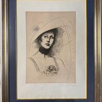 Quadro grafica Mario Russo 60x80 donna in cornice