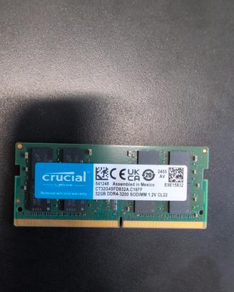 RAM Crucial DDR4 3200Mhz 32Gb Sodimm 