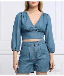 Top Guess Denim Tencel Azzurro Nuovo - L