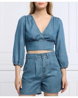 Top Guess Denim Tencel Azzurro Nuovo - L