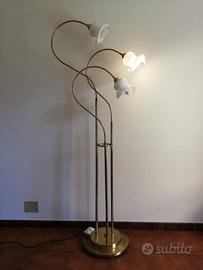 Lampada da terra vintage in ottone a 3 luci 