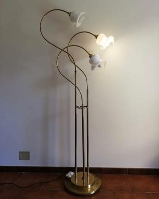 Lampada da terra vintage in ottone a 3 luci 