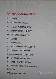 RICAMBI PER FIAT 600D ANNO 1965