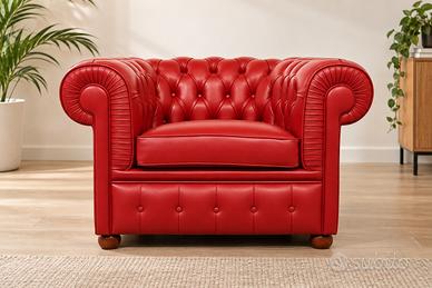 Poltrona Chesterfield rossa capitonné