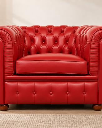 Poltrona Chesterfield rossa capitonné