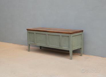 Cassapanca panca laccata Shabby Chic top in noce