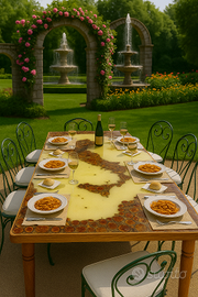 TAVOLO ITALIA in resina con tronchetti di fiume