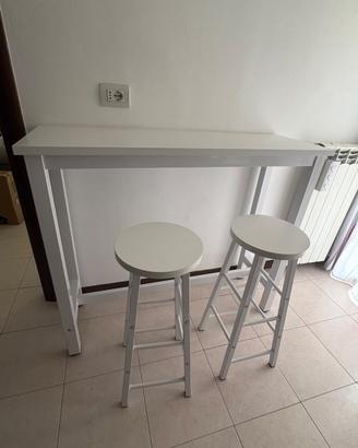 Tavolo snack 120 x 40 x 100 e 2 sgabelli