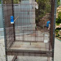 Gabbia uccelli con ruote e accessori 100x70x120+55