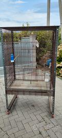 Gabbia uccelli con ruote e accessori 100x70x120+55