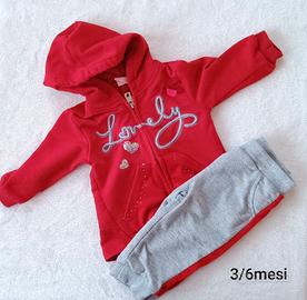 Set 2 pezzi. Completo tuta bimba. Leggermente felp