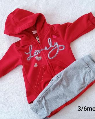 Set 2 pezzi. Completo tuta bimba. Leggermente felp