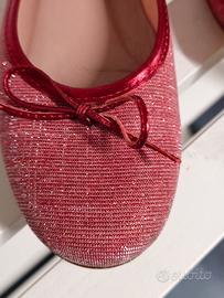 Ballerine pelle, glitter rosso n. 40 ita. 