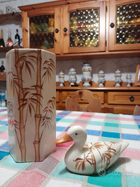 Set vaso da fiori e anatra