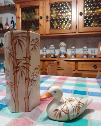 Set vaso da fiori e anatra