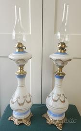 Lampade/lumi a olio/petrolio opalina con festoni