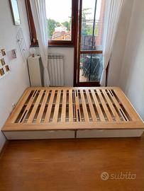 Letto IKEA Mandal in bambù 140x200 con 4 cassetti