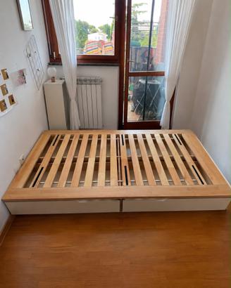 Letto IKEA Mandal in bambù 140x200 con 4 cassetti